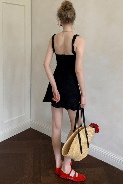 Ruffled Lace A-line Slip Dress