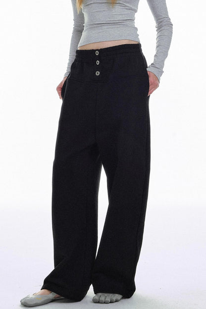 Solid Color Low-Rise Sweatpants