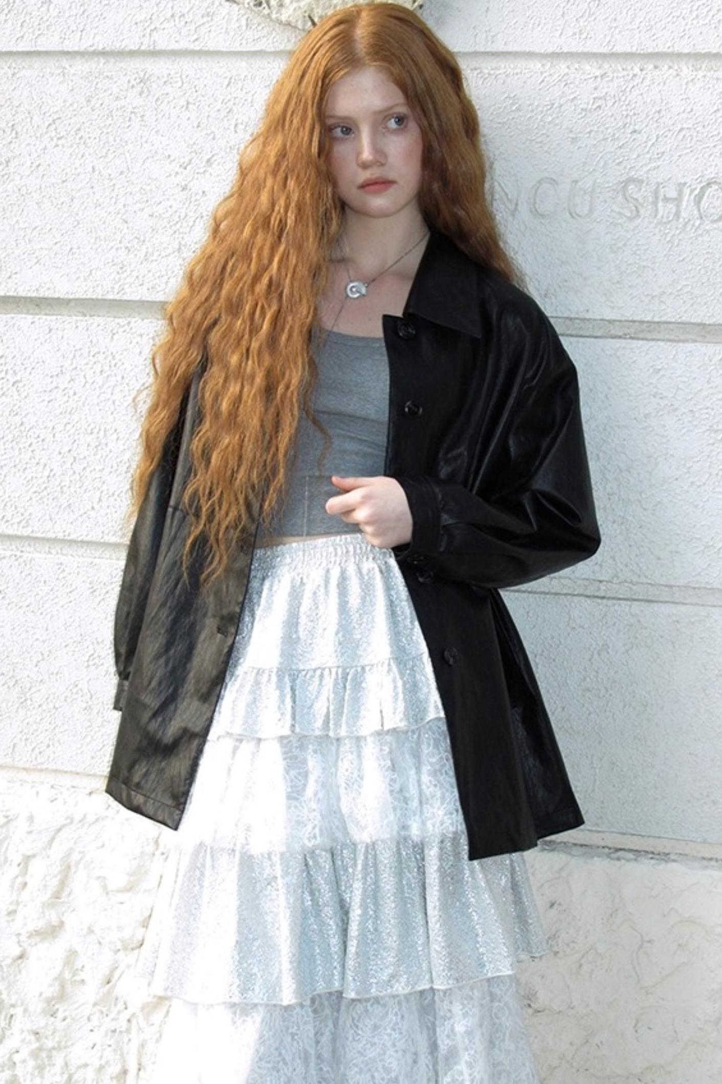 Glitter Panelled Lace Oversized Skirt