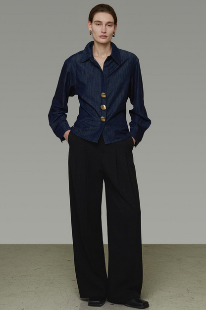 Vintage Denim Button Blouse