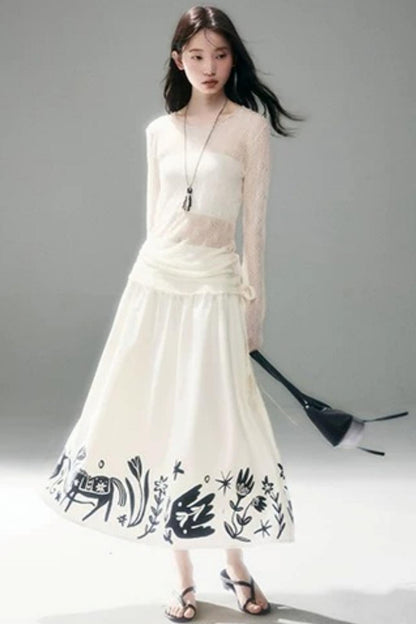 Floral Pony Linen Skirt