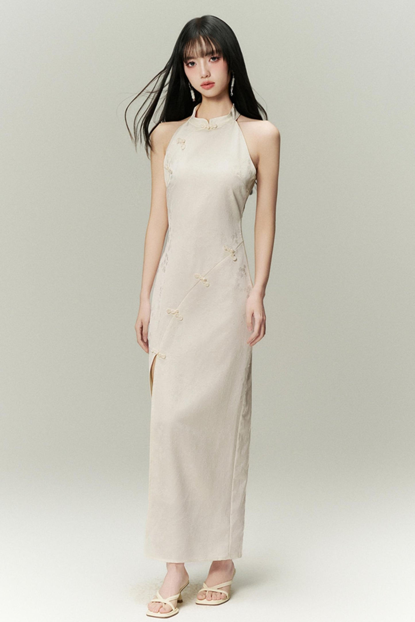 High-Slit Vintage Chinese Dress