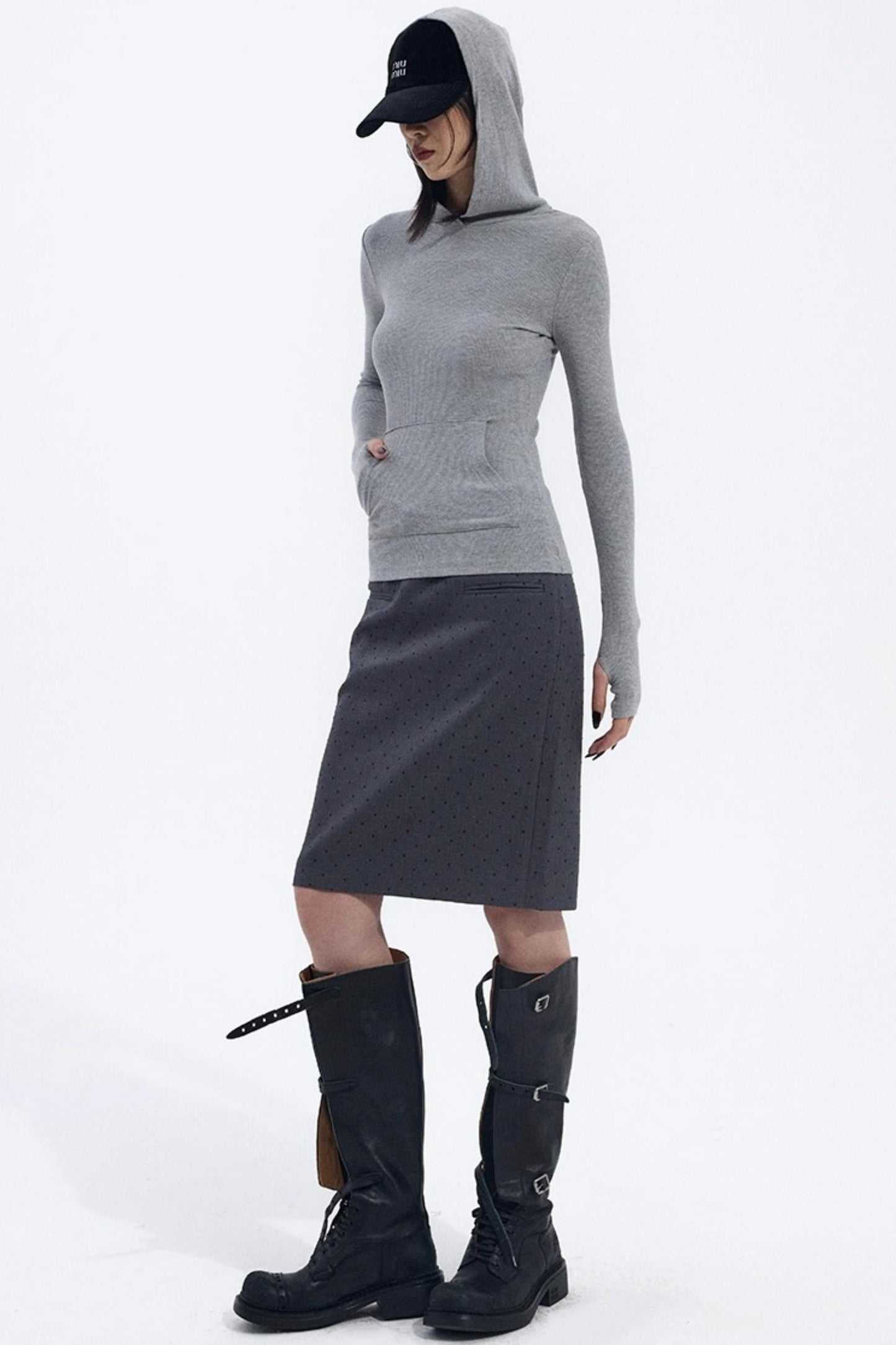 Gray Hooded Winter Sweater