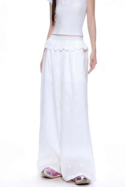 Floral Lace Wide-Leg Pants