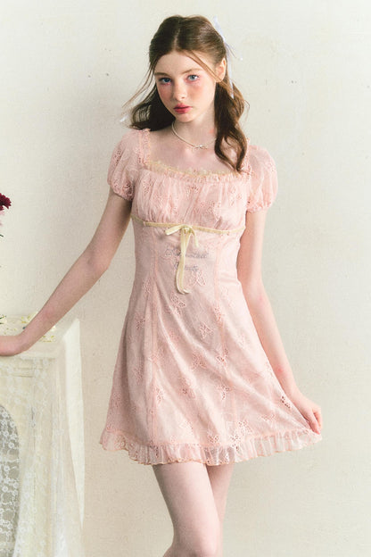 Butterfly Lace Summer-Autumn Short Dress