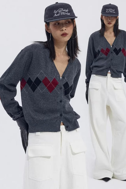 Strickjacke mit Herzmuster aus Wollmischung