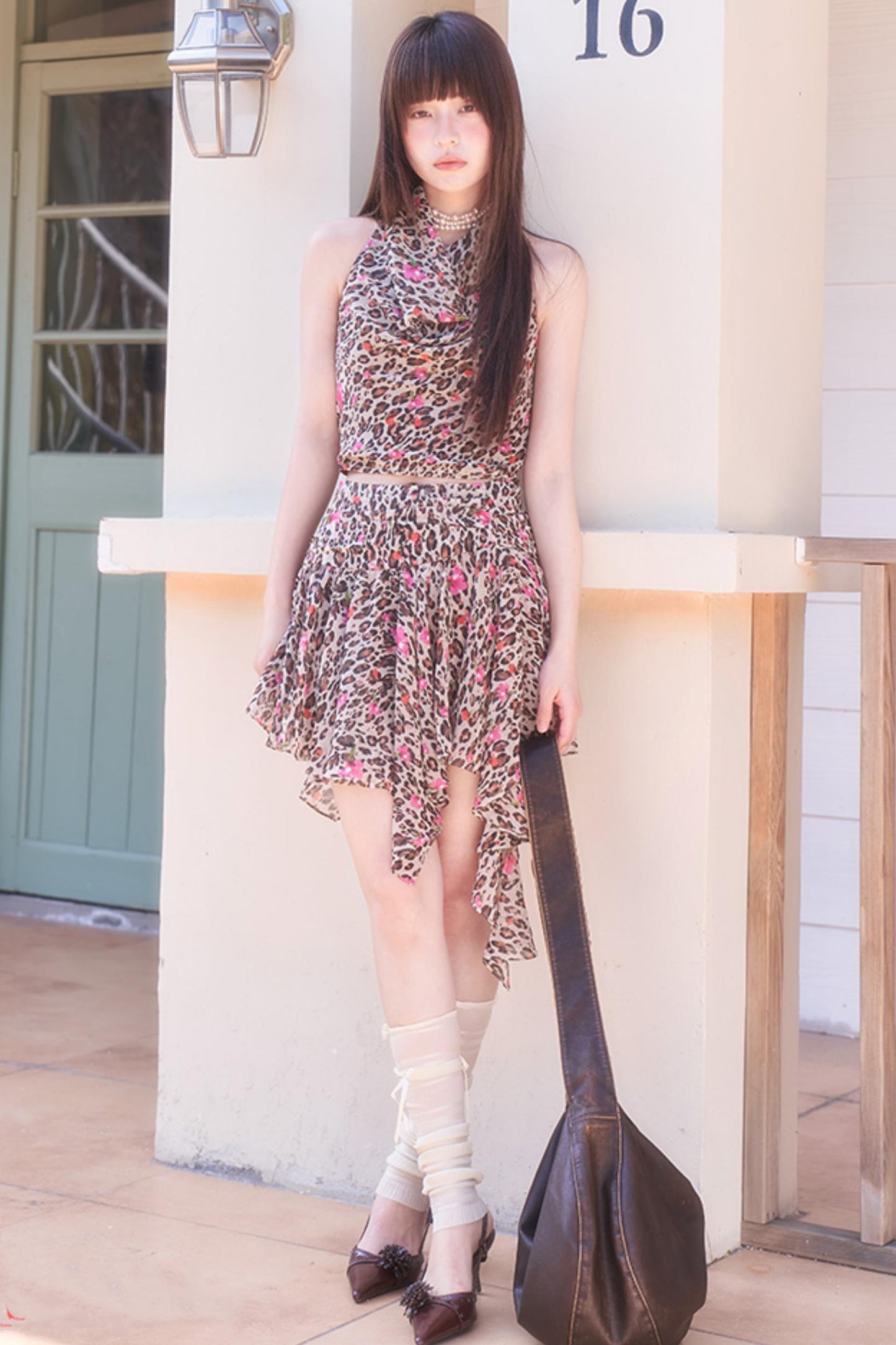 Leopard Chiffon Cami Set-Up