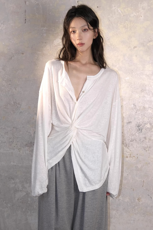 Linen Deconstructed Knit Cover-Up