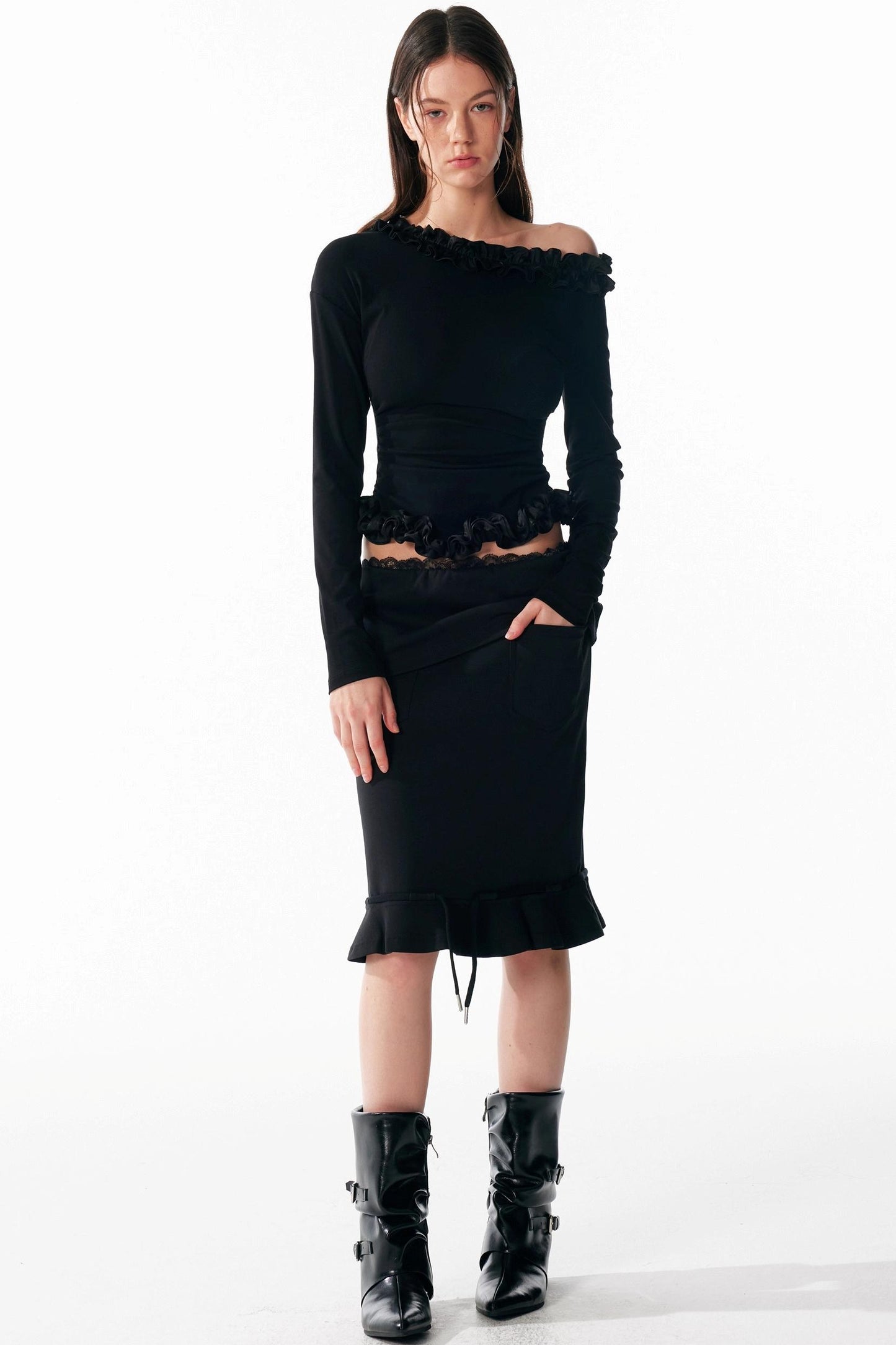 Irregular Lace Waist Slimming Top