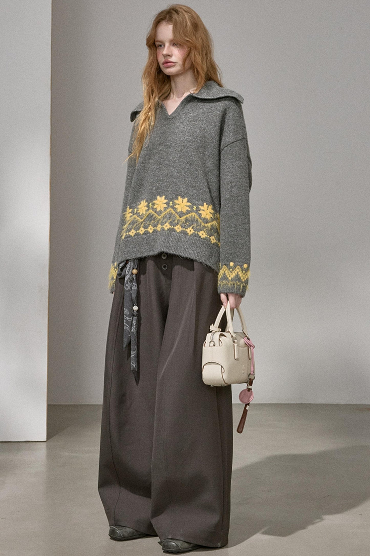 Fair Isle Beaded Sweater Top