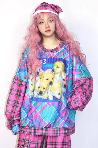 Pink Patchwork Sweatshirt