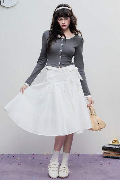 Spring Pleated Line Umbrella Skirt