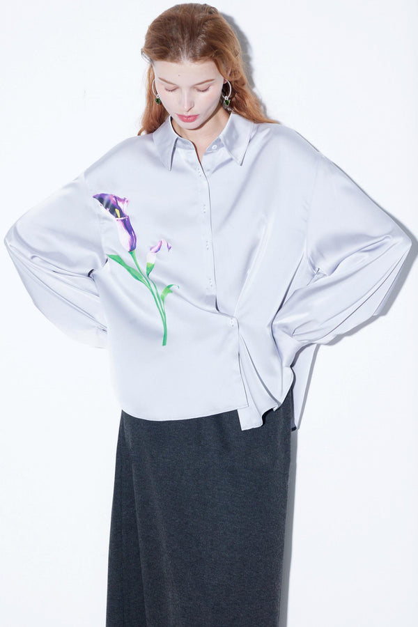 Silky Satin Calla Lily Blouse