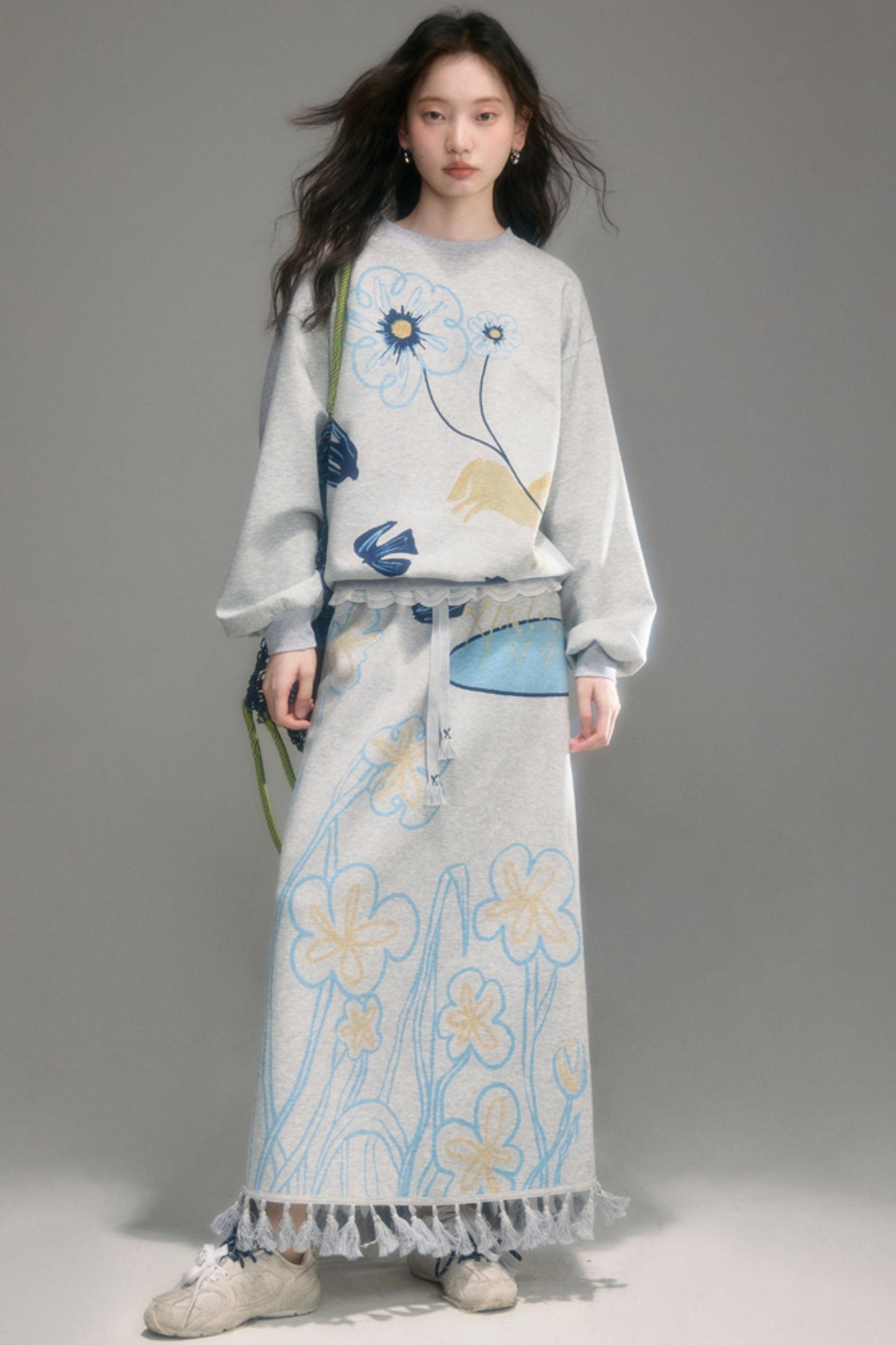 Flying Bird Print Skirt