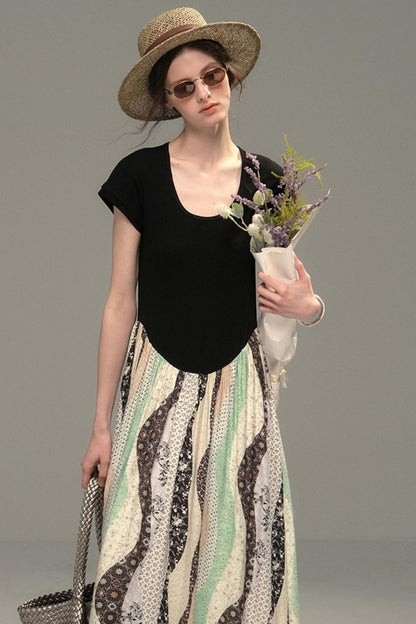 Sweet Vintage Panel Knitted Dress