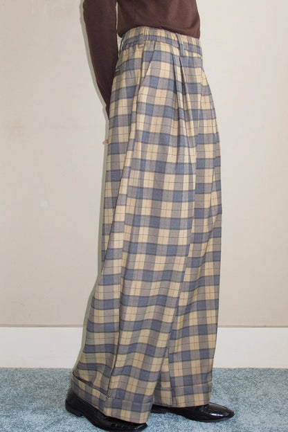 British Plaid Loose Trousers