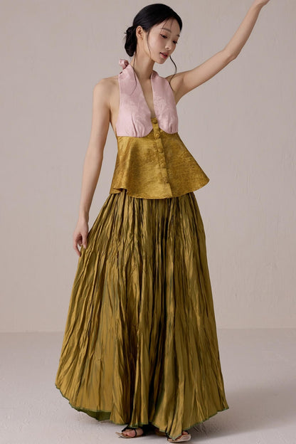 Pleated Fairy Bustier with A-line Swing Skirt