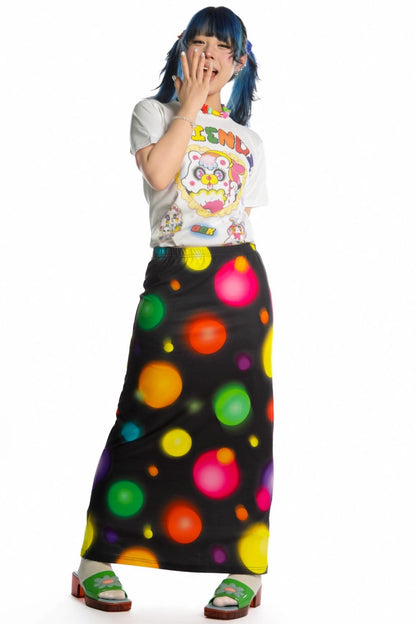 Retro Polka Dot Print Stretch Skirt
