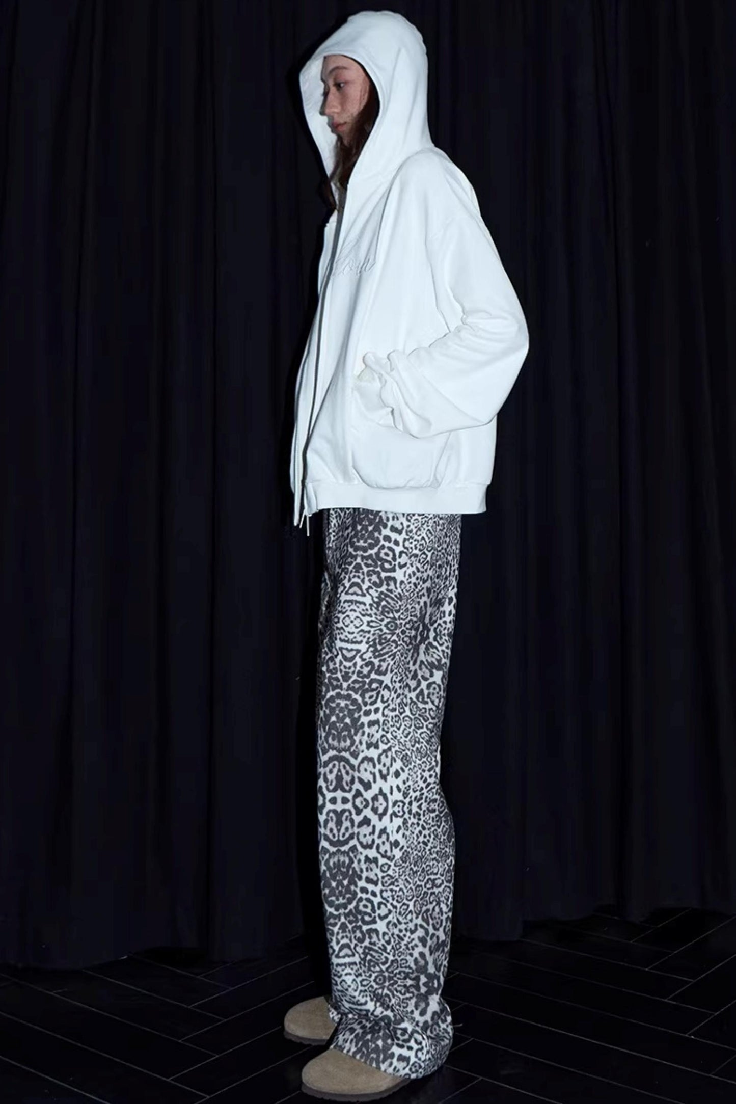 White Embroidered Hooded Jacket