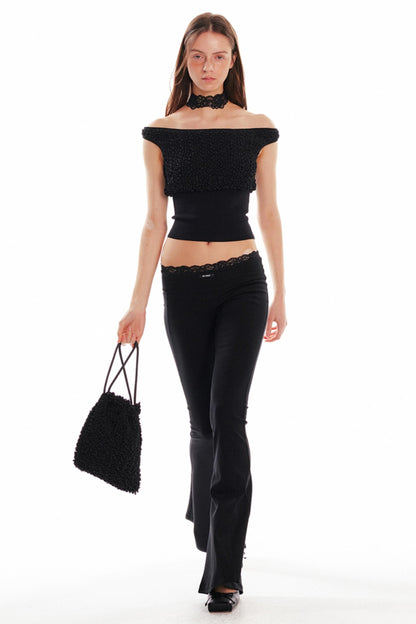 Black Lace Flare Pants