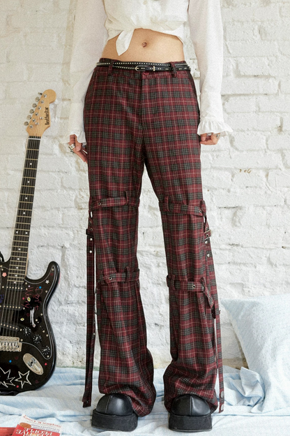 Plaid Punk Flare Trousers Set-Up