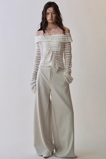 Clouds Knitted One-Shoulder Blouse