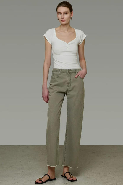 High-Waisted Denim Pants