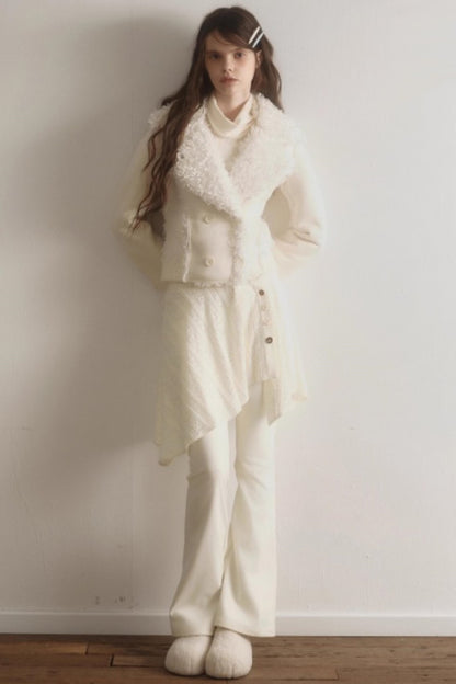 Suede Woolen Fishtail Suit Set-Up