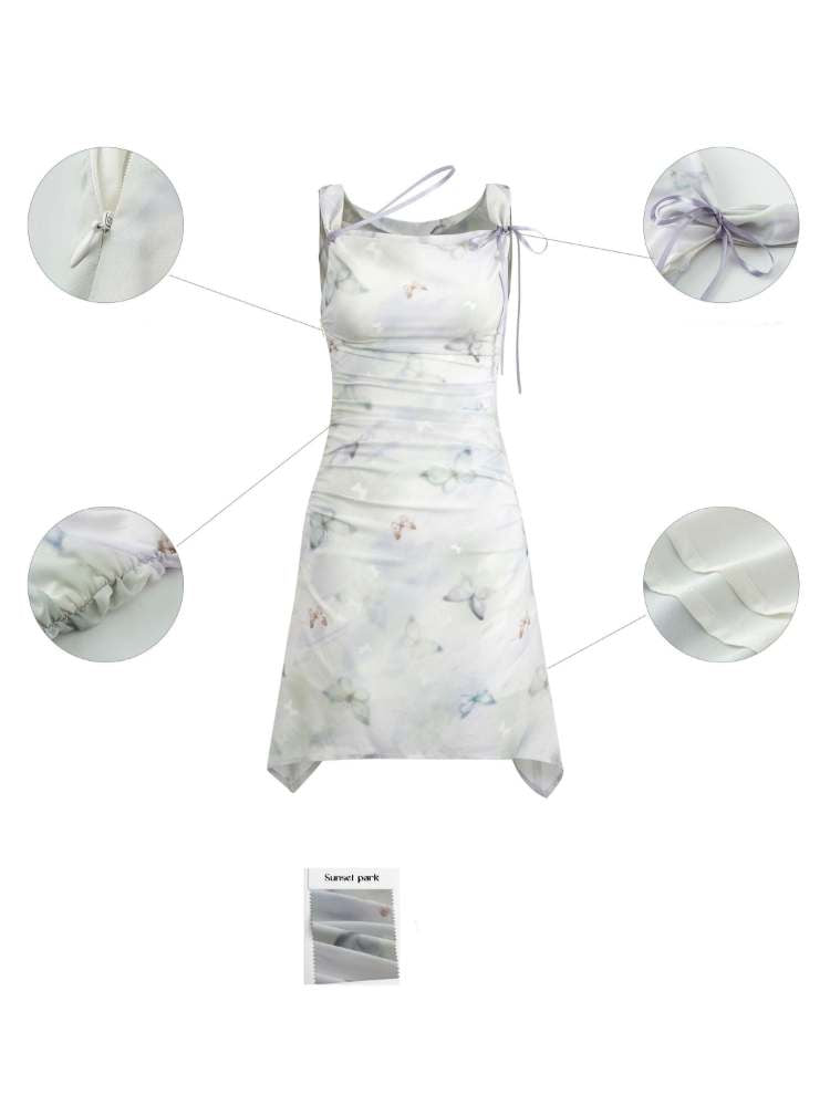 Butterfly Gather Suspender Dress