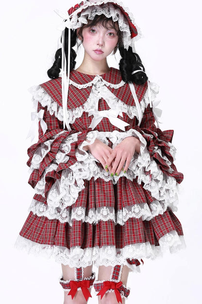Lolita Style Red Check Dress