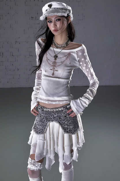 Barock beflockte Stickerei-Bluse