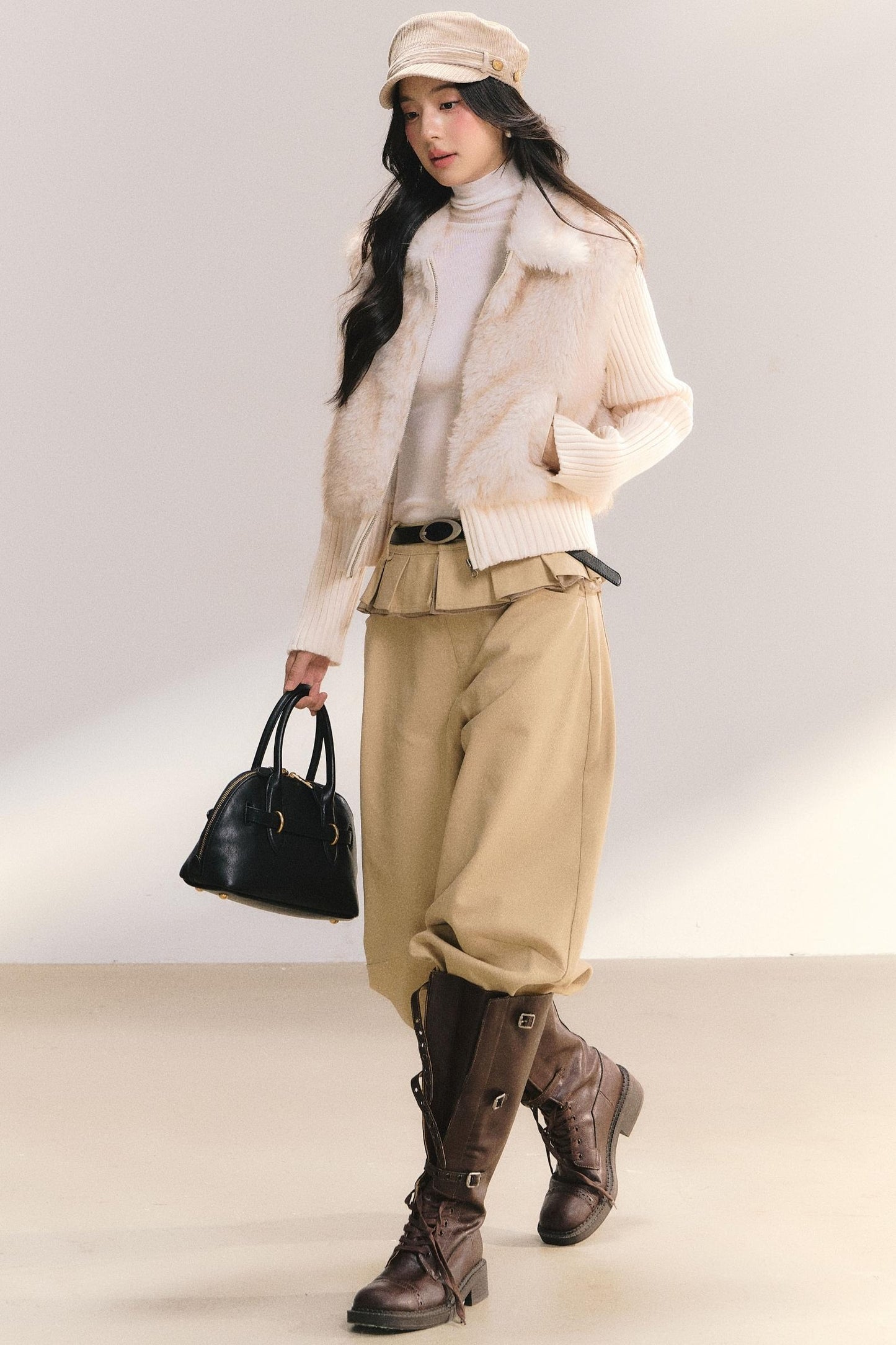 Eco-Friendly Faux Fur Knit Jacket