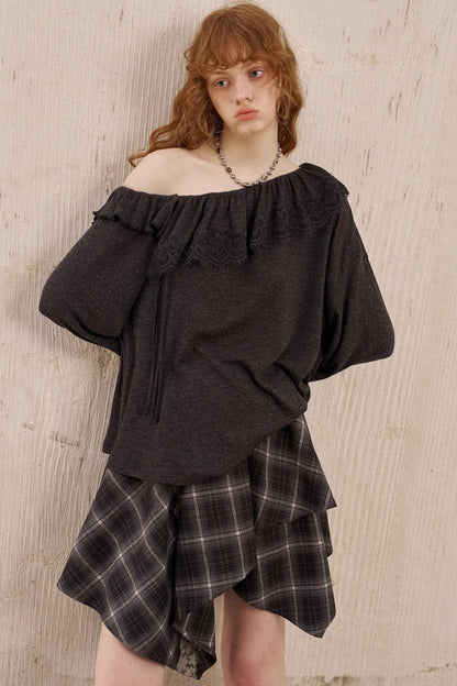 Lace Panel Loose Knit Top