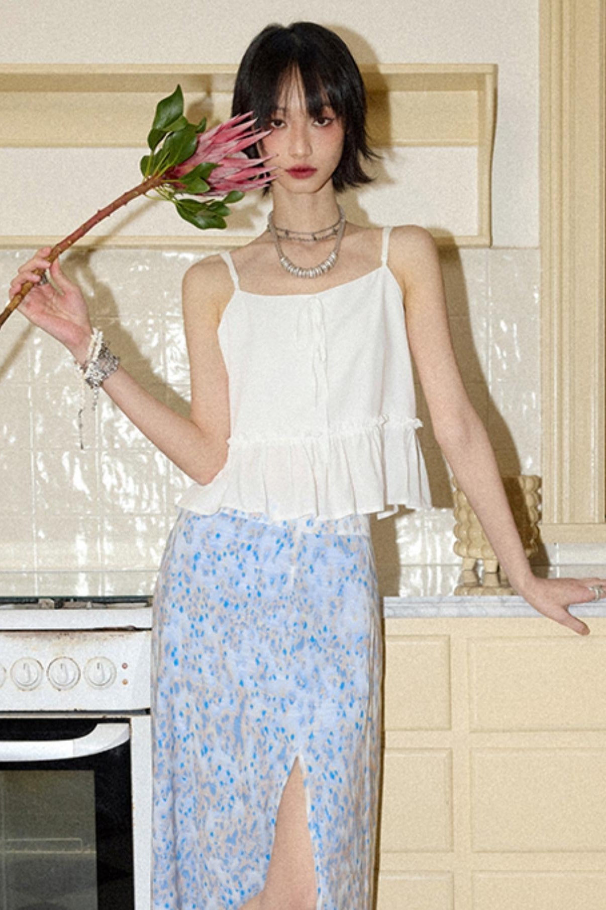 Pure White Suspenders Top