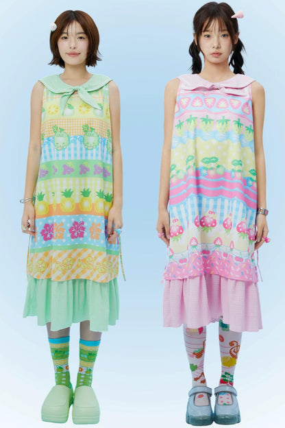 Fruit Print Sleeveless Dress