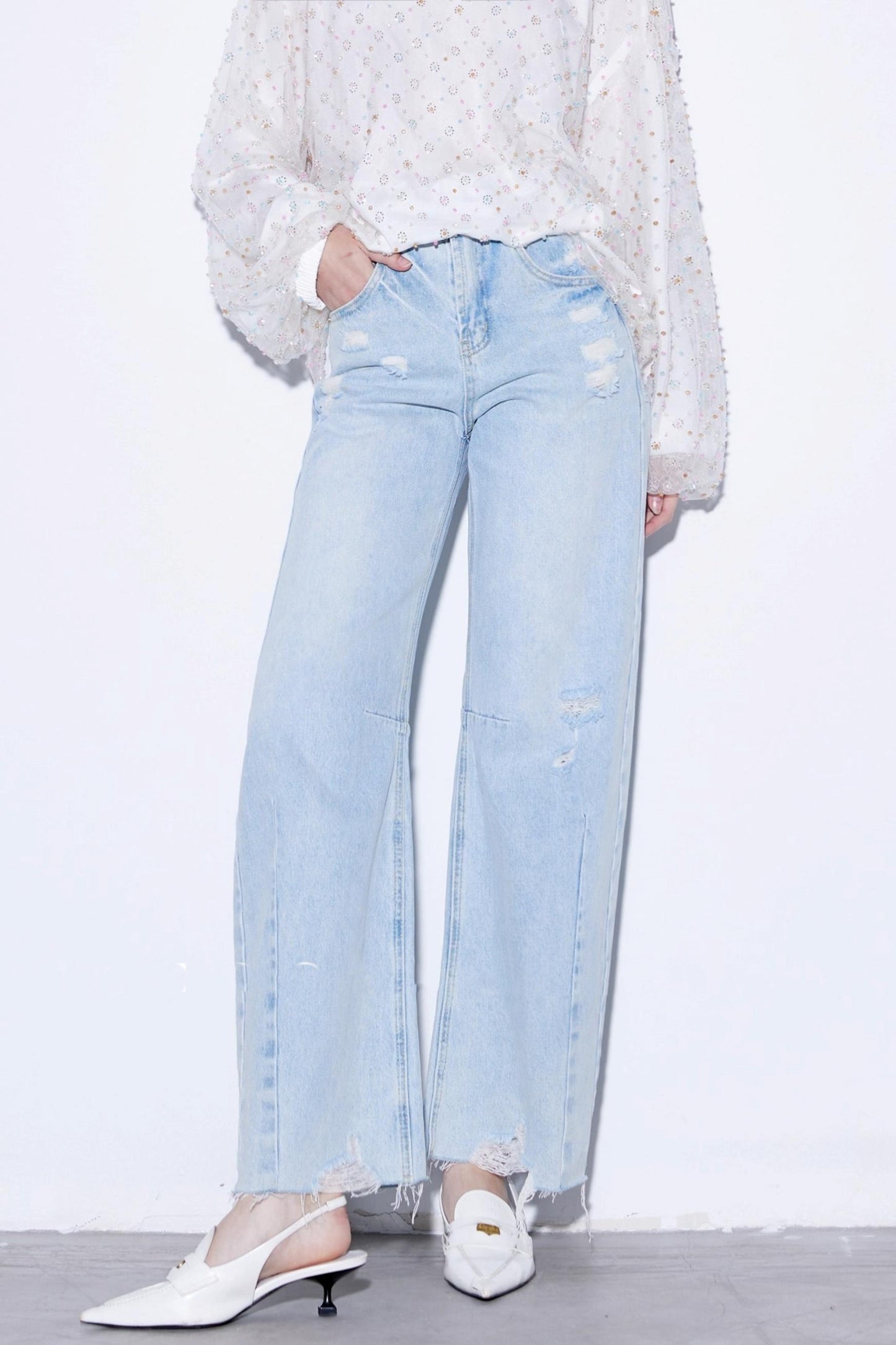 Autumn Blue  High Waist Wide Leg Jeans