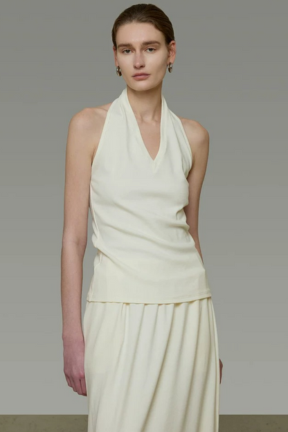 White Halter Backless Top Set-Up