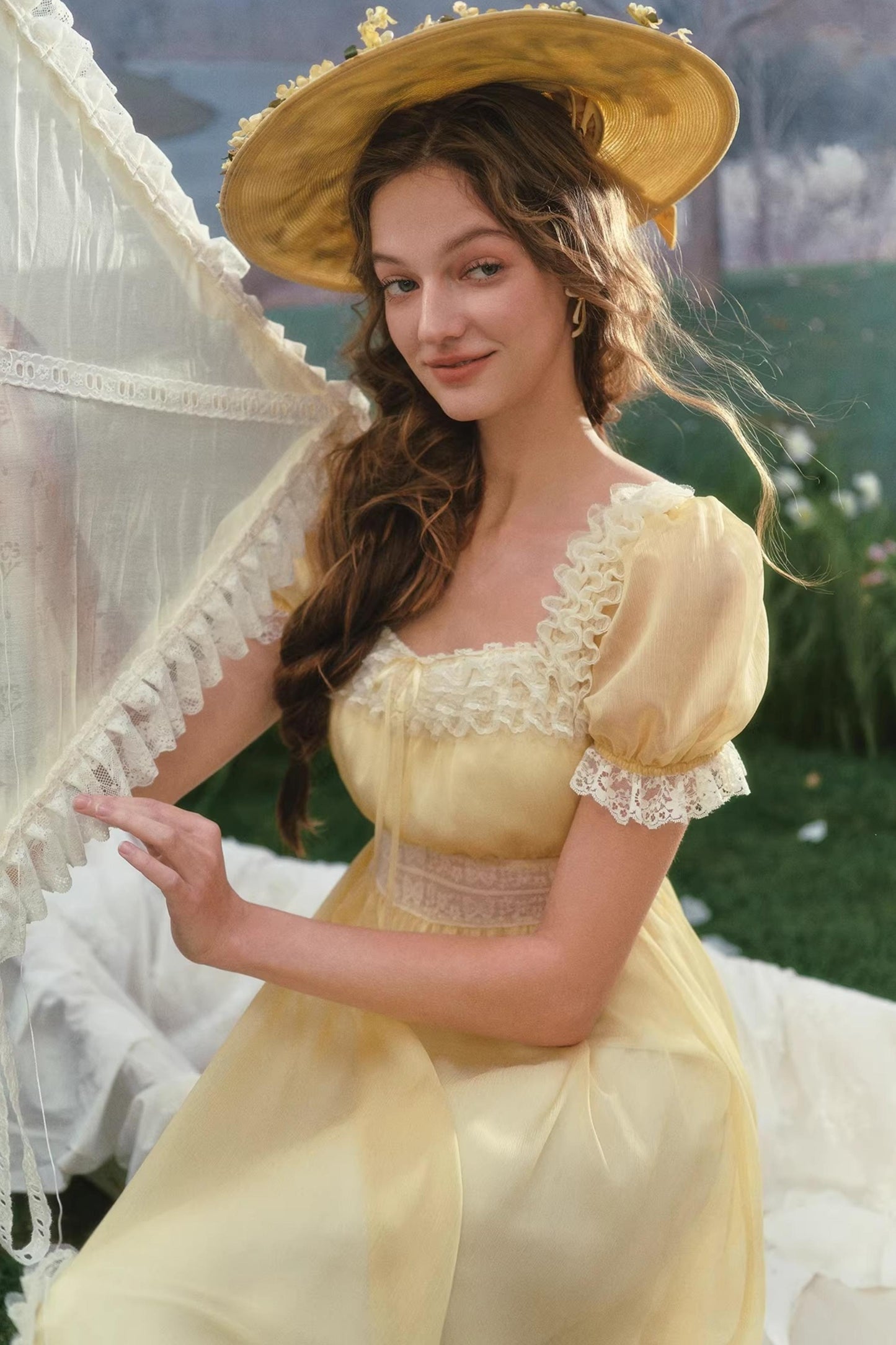 Lace Yellow Retro Dress