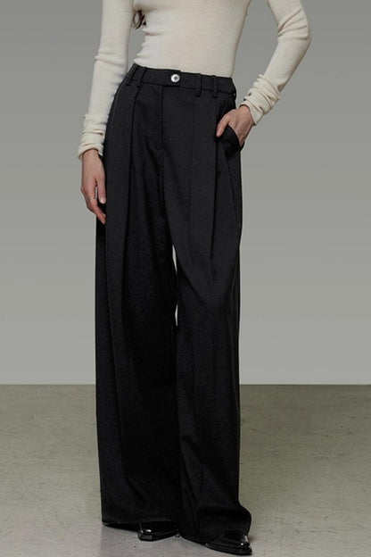 Classic Pleated Wide-Leg Pants
