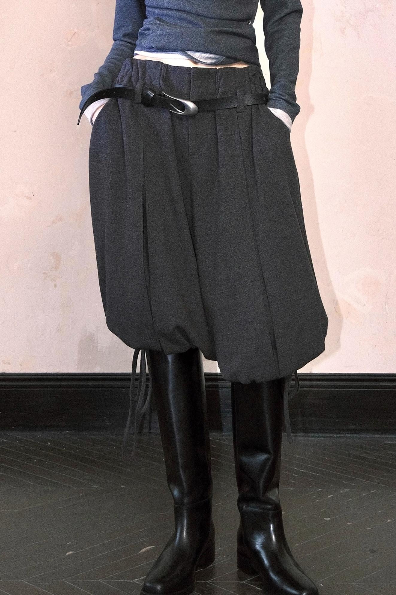 Three-Dimensional Wool Drawstring Pants