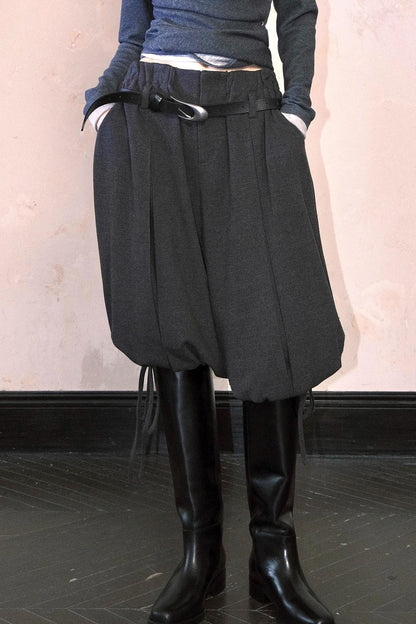 Three-Dimensional Wool Drawstring Pants