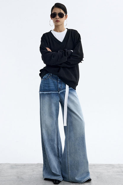 Black V-Neck Winter Top