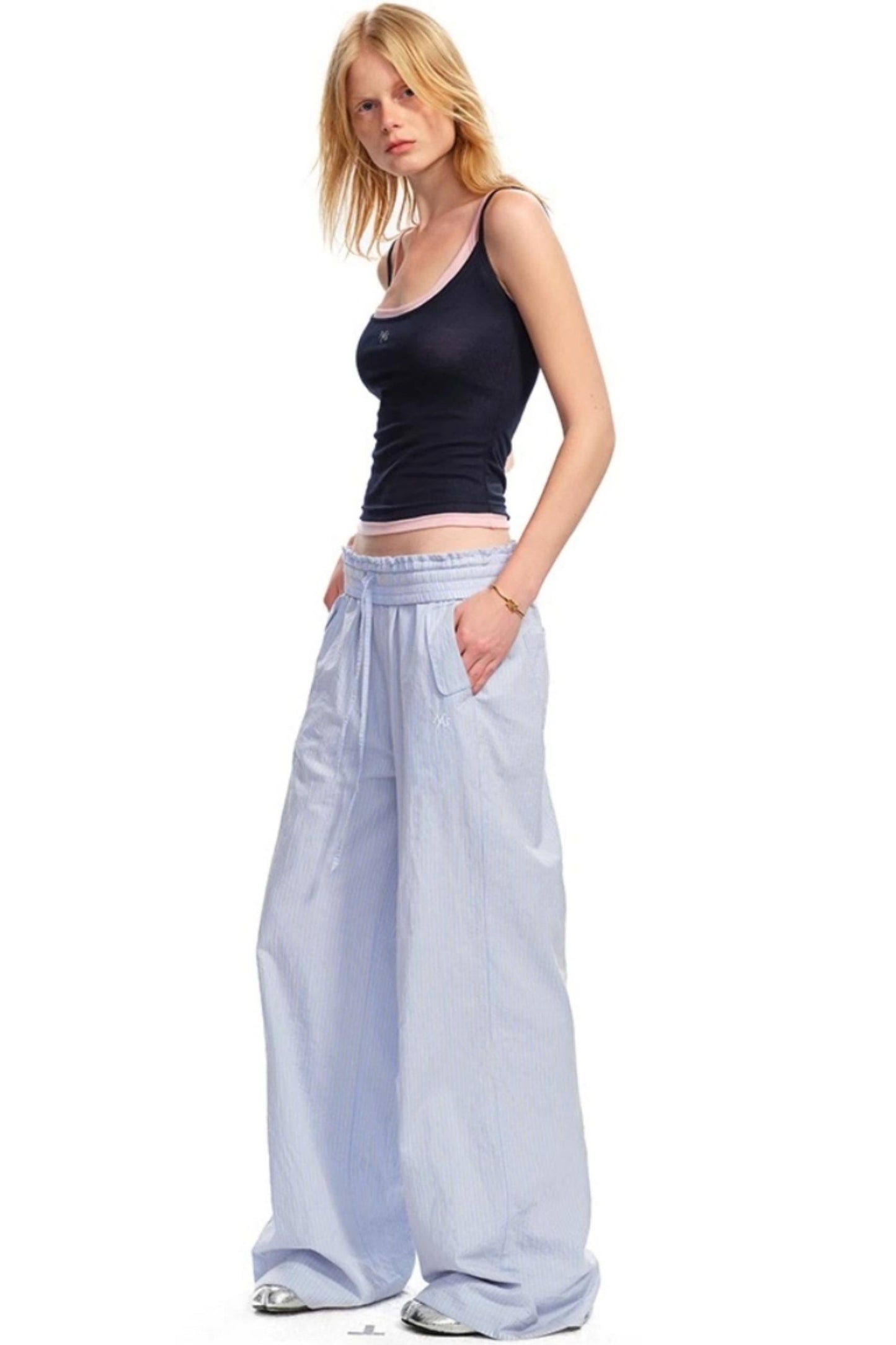 Striped Wide-Leg Pants