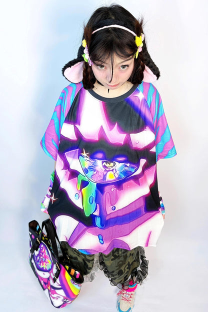 Vintage Cartoon Print Short Sleeve T-Shirt