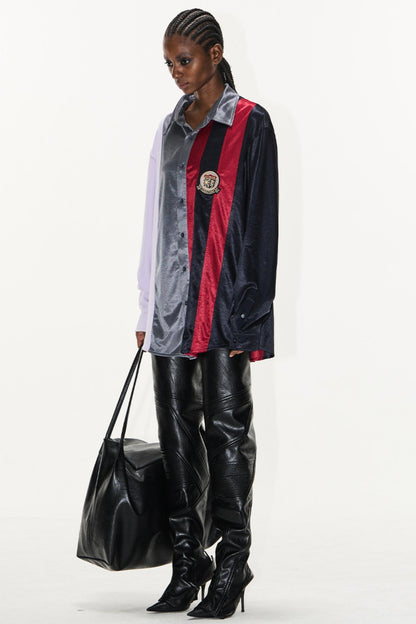 Colorblock Badge Long Sleeve Shirt