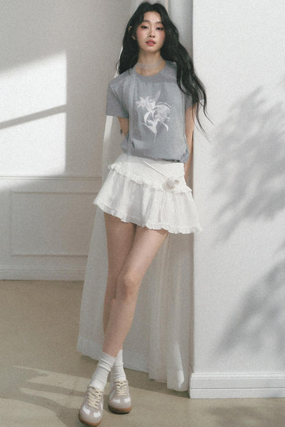 Floral Print Summer Short Sleeve Top