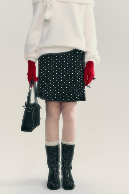 Retro Polka Dot Slim Hip Skirt