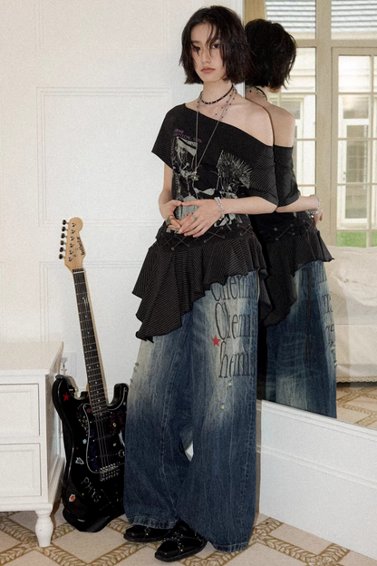 High-Waisted Flared Jeans