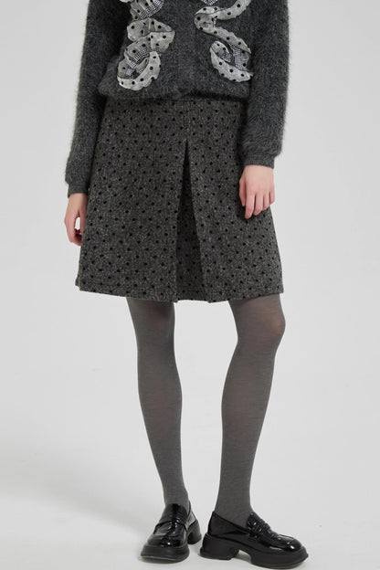 Winter Gray Polka Dot Woolen Suit Set-Up