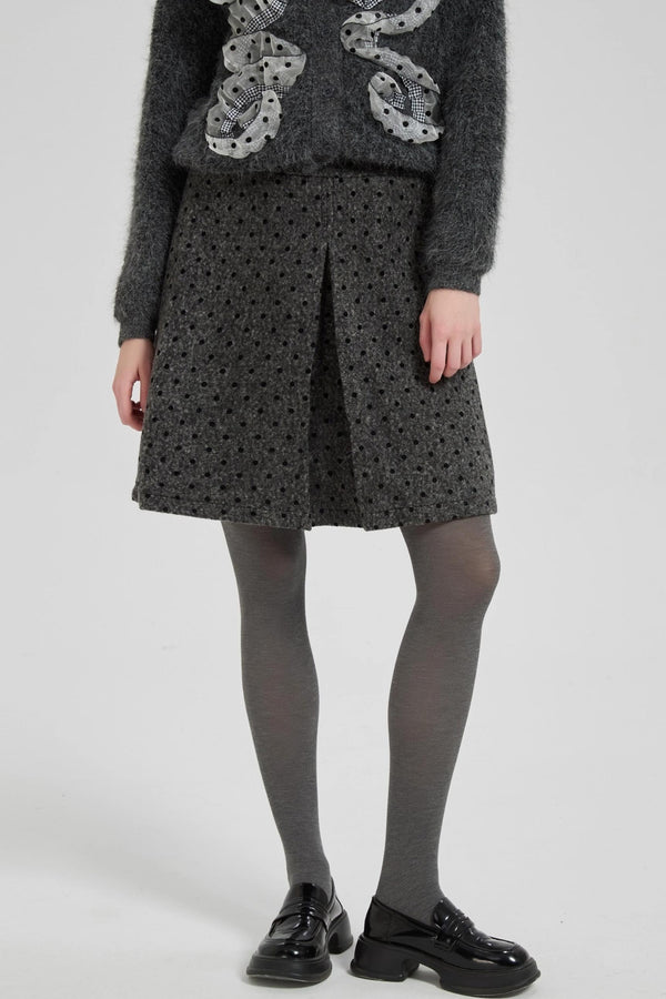 Winter Gray Polka Dot Woolen Suit Set-Up